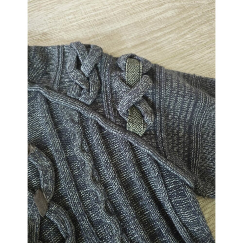 Covelo Wool Angora Rabbit Silk Cotton Cable Knit Mock Neck Cardigan Sweater M - Picture 6 of 15